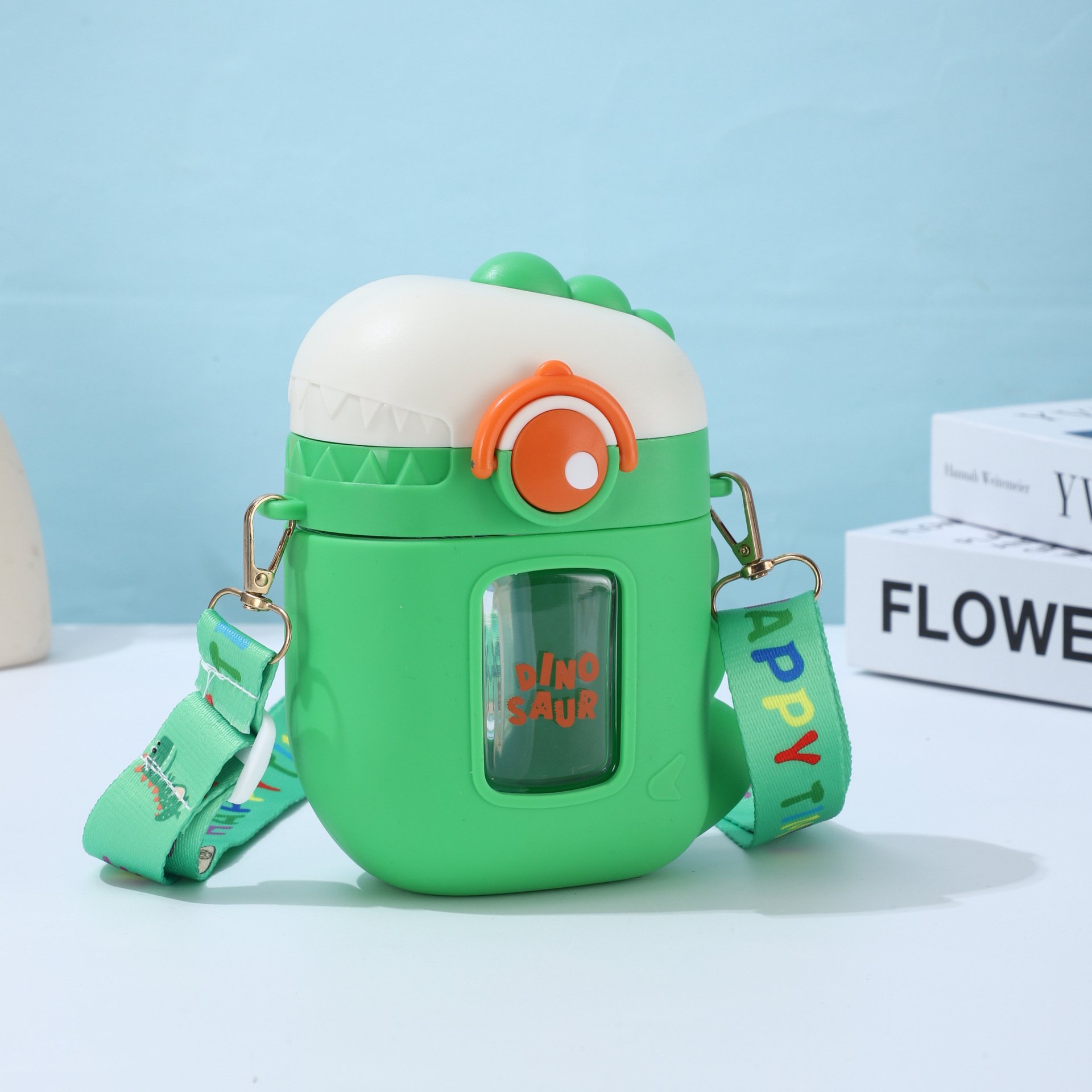 Cute dino kids 500ml leakproof drinking gourde enfant bpa free reusable travel school children water bottle with straw