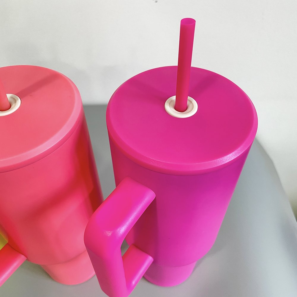25PACK blank sublimation H3.0 40oz bright matte colored Vacuum Insulated Travel Coffee Mug with flat lid and handle