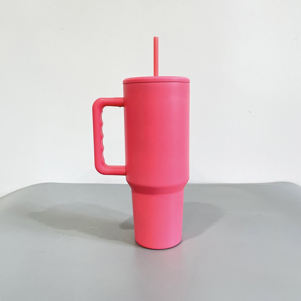 25PACK blank sublimation H3.0 40oz bright matte colored Vacuum Insulated Travel Coffee Mug with flat lid and handle