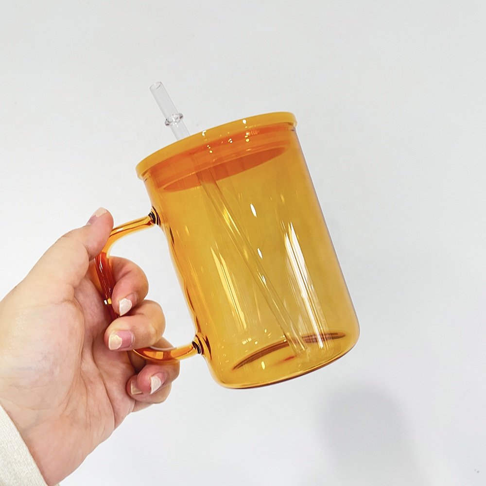 USA Warehouse 17oz Colorful Blank Sublimation Clear Ombre Jelly Glass Hot Chocolate Coffee Camper Color Mug With Plastic PP Lid