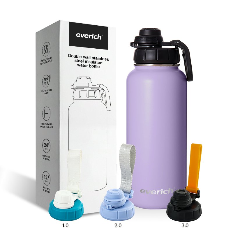 Free sample GYM outdoor 32oz40oz Double Wall Vacuum Insulated Sport Stainless Steel Water Bottle lid With OEM Custom Handle Lids