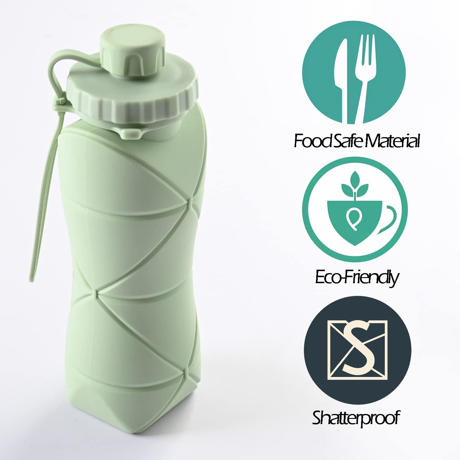 BPA Free Collapsible 600ml Water Bottle Silicone Foldable Water Bottles For Travel Easy-To-Carry Design And Compact Size