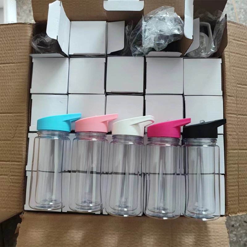 BPA Free 300ml 10oz Pre Drilled Clear Double Wall Plastic Kids Water Bottle Snow Globe Snowglobe Tumbler Cup with Flip Straw