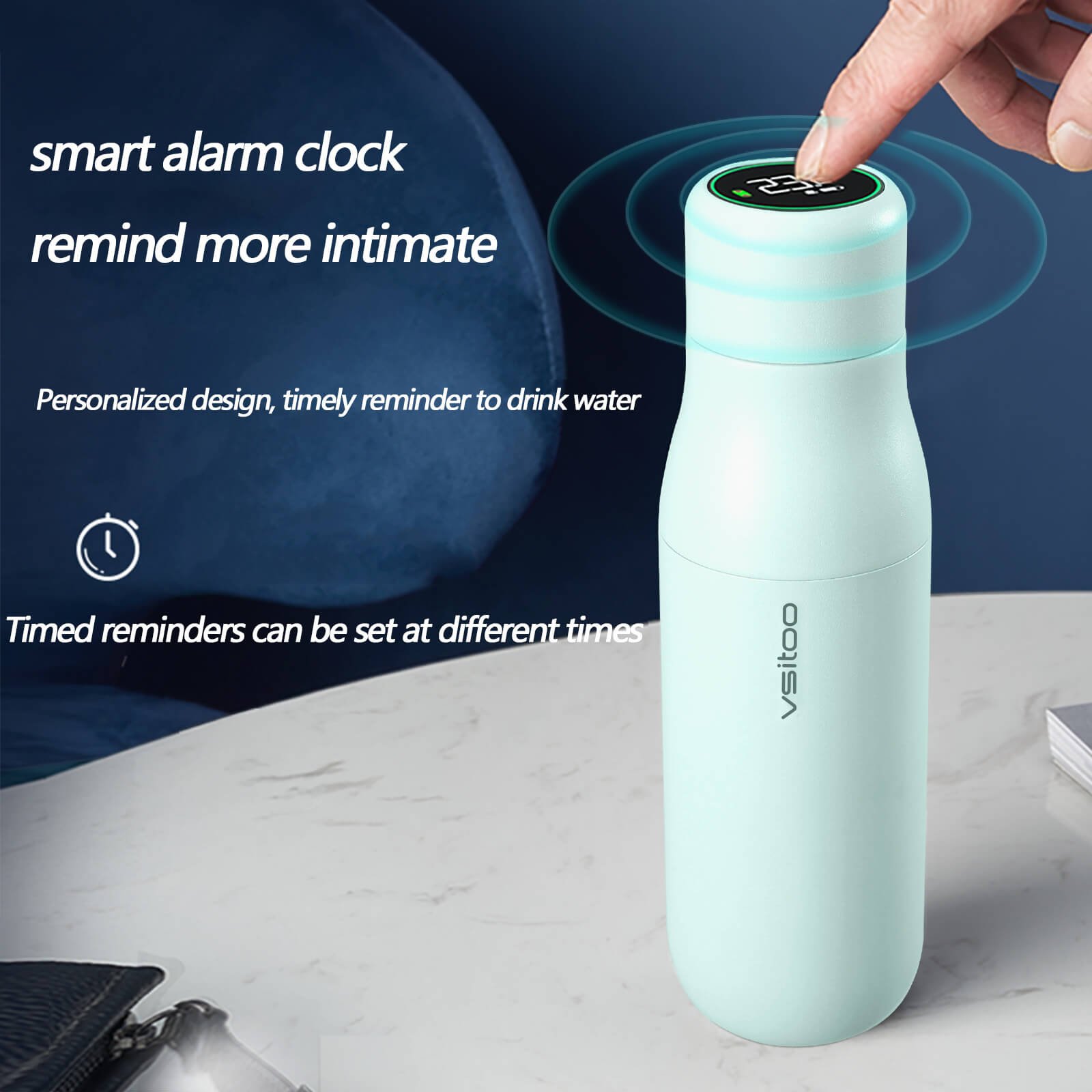 Customized smart vacuum flasks thermoses stainless steel water Bottle Magnetic Charger Water quality Test Temperature Display