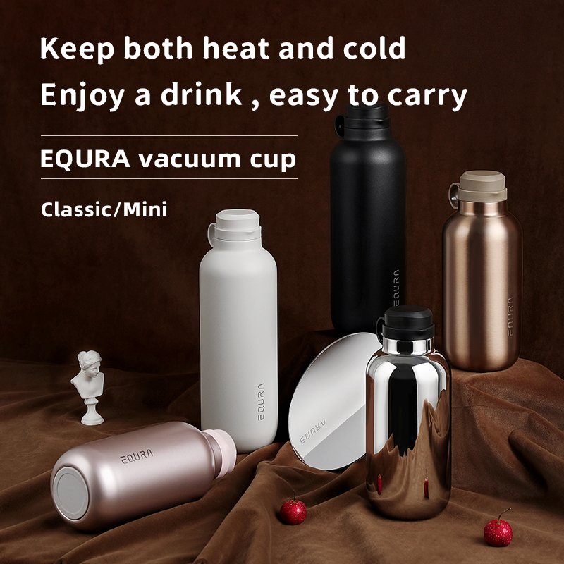 Equra 450ml double wall insulated vacuum flask with tea filter inner 316 stainless steel vacuum bottle for your hiking camping