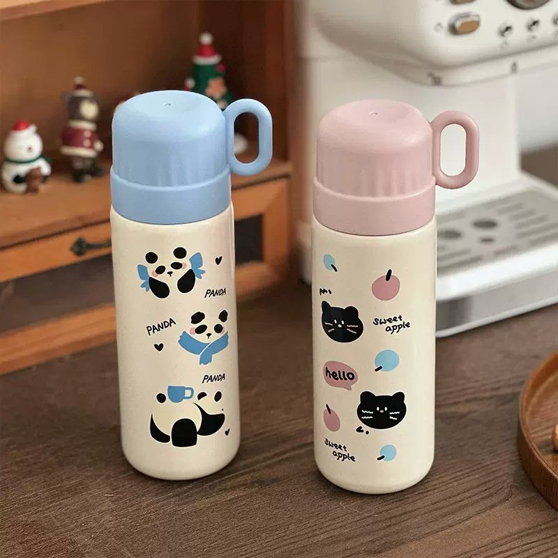 500ml Stainless Steel vacuum cup Kawaii Kids Vacuum Flask Water Bottle Tumbler Hot Drink Coffee Cup