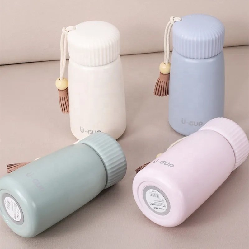 400ml/250ml Creative Thermos Mug With Rope Cute Portable Stainless Steel Vacuum Flask Girl Student Thermal Water Bottle Tumbler