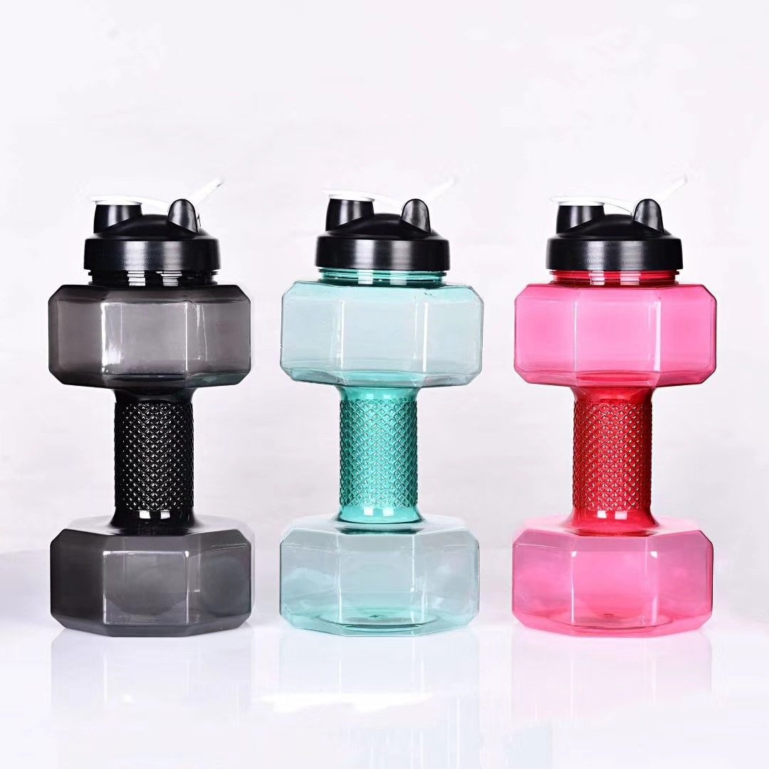 Ideas 2023 Custom Sport Fitness Water Bottle 2.2 L Dumbbell Shaped Water Bottle New PE Running Customized CLASSIC Unisex Product