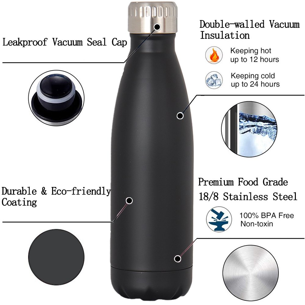 Grink 500ml 750ml 304 SS Vacuum Thermos Water Flask Cola Shaped Stainless Steel Bottle