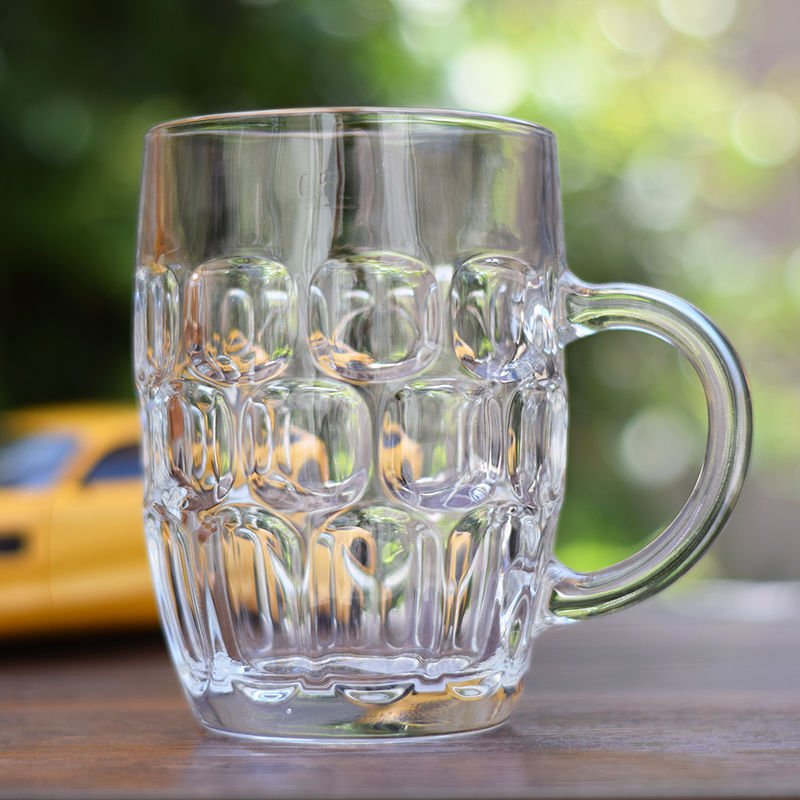 Factory Wholesale Custom Clear Soccer Party Beer Tasting Glasses Beer Glass Sublimation Pineapple Glass Beer Mug With Handle