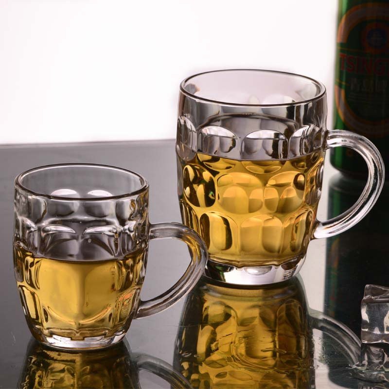 Factory Wholesale Custom Clear Soccer Party Beer Tasting Glasses Beer Glass Sublimation Pineapple Glass Beer Mug With Handle