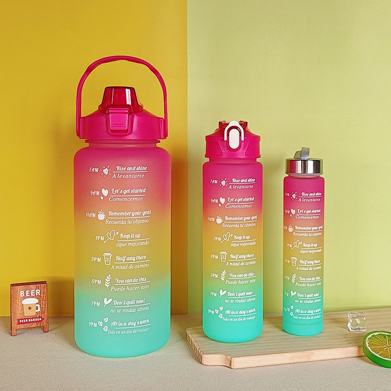 large size sports water bottle with motivational Spanish and English, Spanish water bottle 3 in 1 set tomatodos