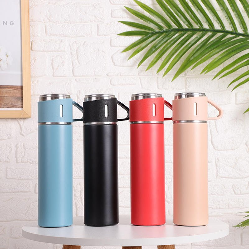 2024 Hot Selling 500Ml Bottle Water Set Stainless Steel Thermos Vacuum Flask Insulated Water Bottle Cup With Portable Lid