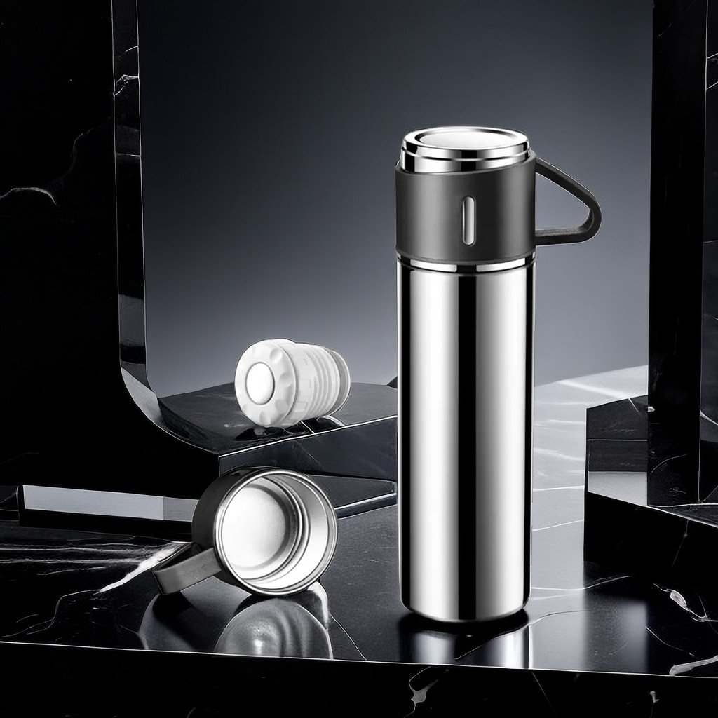 2024 Hot Selling 500Ml Bottle Water Set Stainless Steel Thermos Vacuum Flask Insulated Water Bottle Cup With Portable Lid