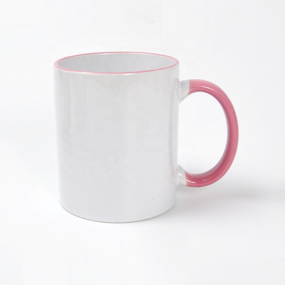 11OZ colour Rim and colour Handle sublimation mugs gift photo DIY mug factory top 3A grade quality heat transfer coffee mug
