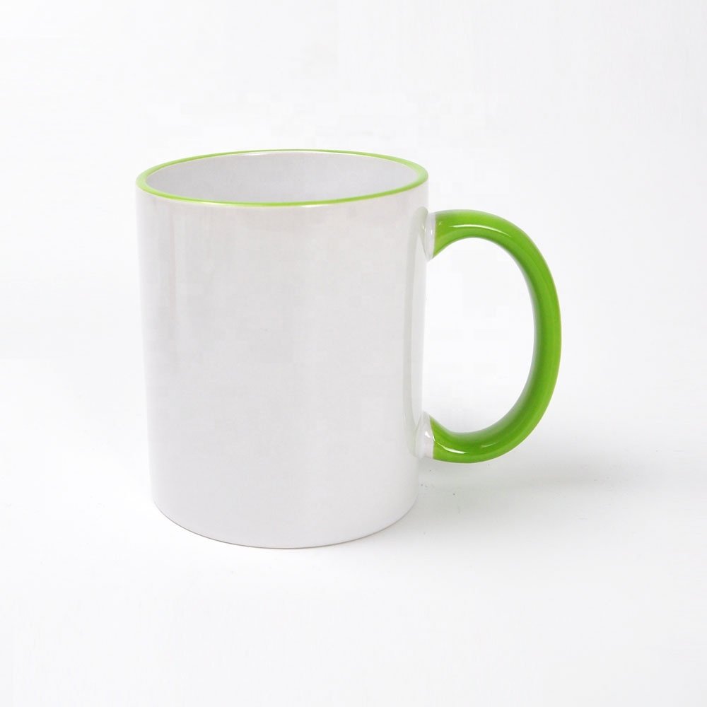 11OZ colour Rim and colour Handle sublimation mugs gift photo DIY mug factory top 3A grade quality heat transfer coffee mug