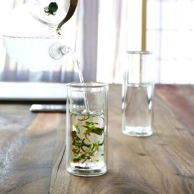 bar cups Heat Resistance Insulated Coffee Glass Cup low price double wall glass juice cup borosilicate glass mug bear mugs
