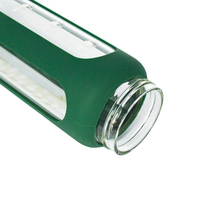 ROWEY botella de agua vidrio fruit infused water bottle glass 550ml glass water bottle with silicon outer glass water bottle