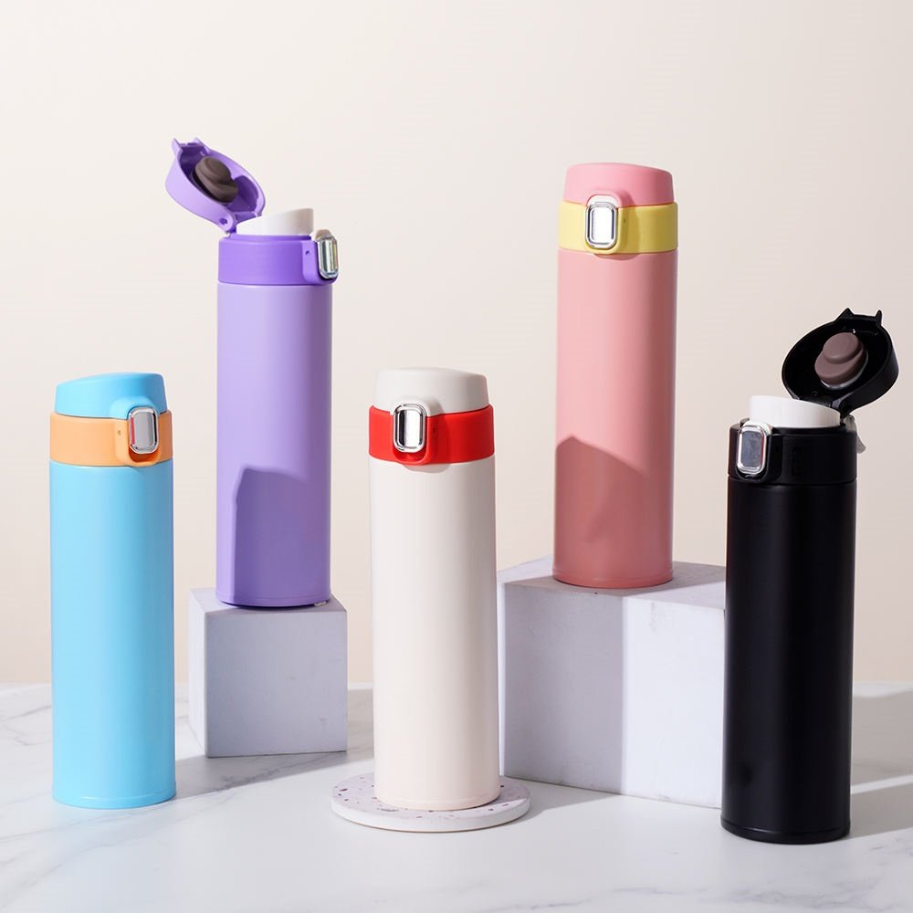 Bouncing Lock Cup sus304 Stainless Steel High Color Value Double Business Gift Portable Vacuum Bottle Water Bottle