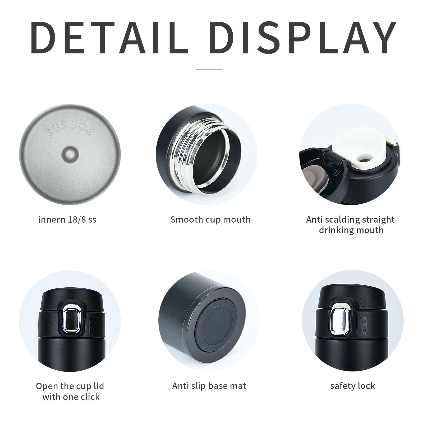 Bouncing Lock Cup sus304 Stainless Steel High Color Value Double Business Gift Portable Vacuum Bottle Water Bottle