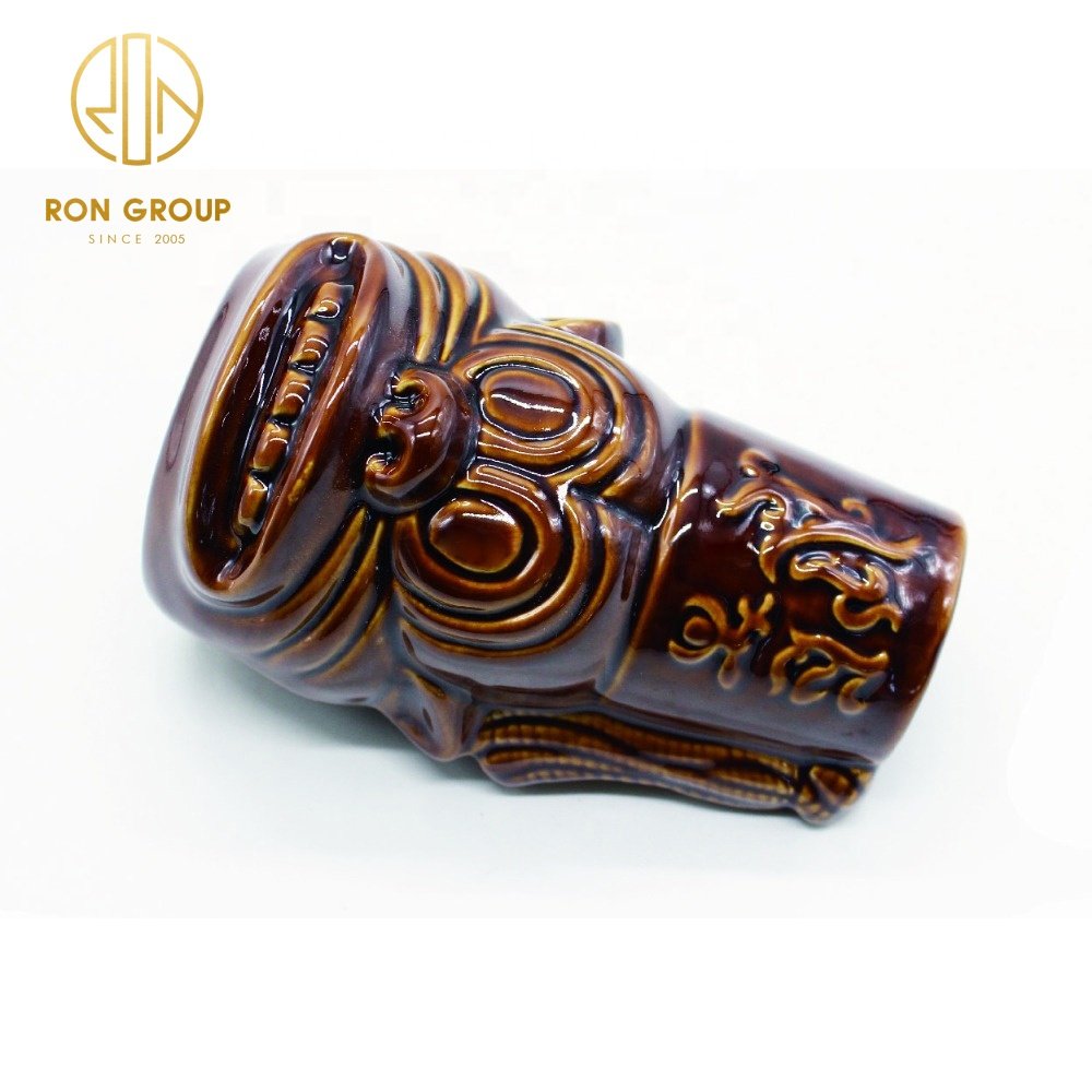 Handmade Customizable Porcelain Tiki Glasses Funny Hawaii Cocktail Ceramic Mugs Bar Use Wholesale Logo Coffee Compatible