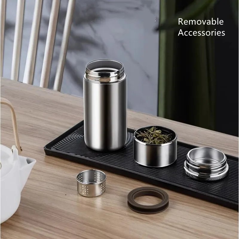 Double Stainless Steel 316 Tea Vacuum Flask With Filter Leak-Proof Business Style Thermos Mug Thermal Water Bottle Tumbler