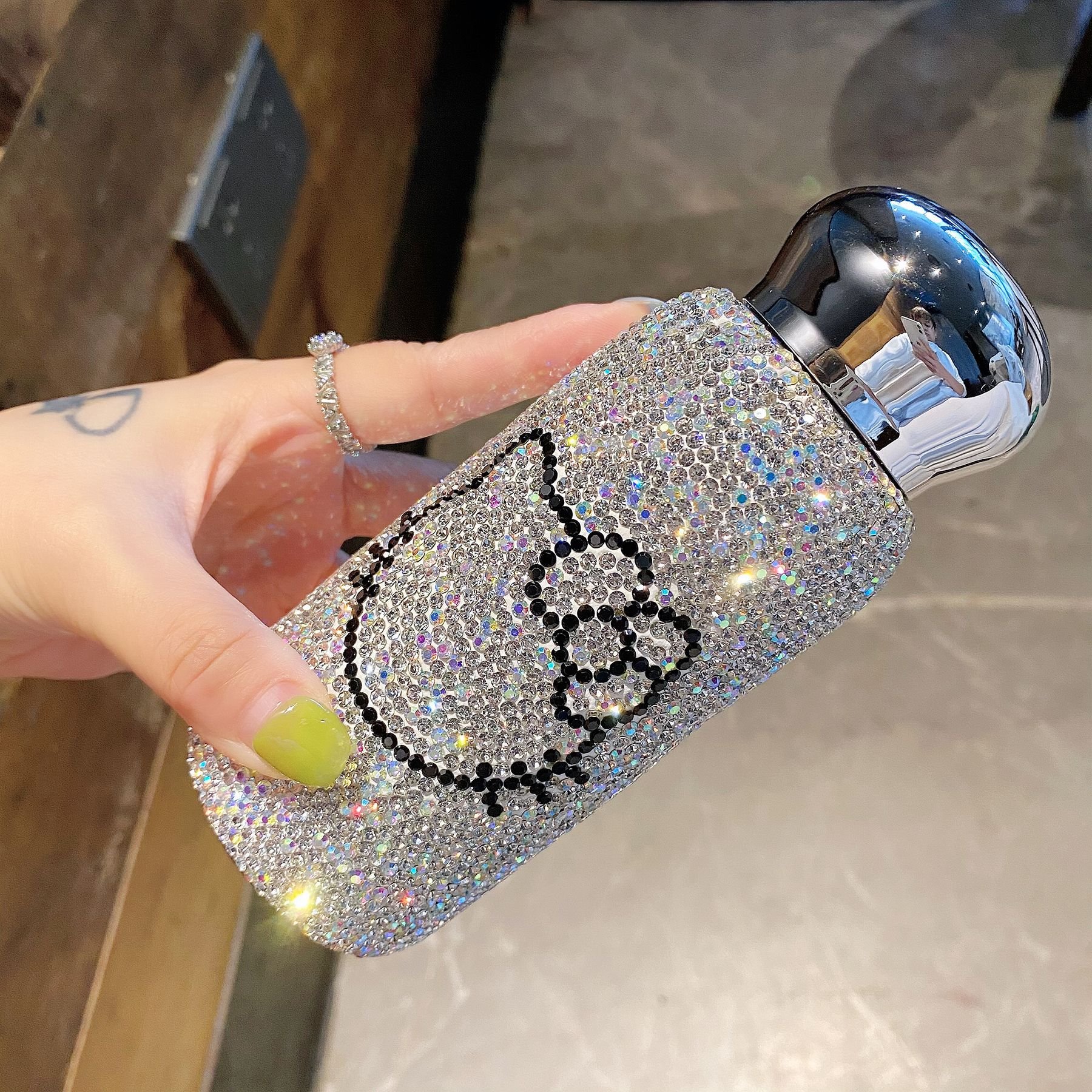 custom design Kawaii Anime Kt Student 304 Metal Refillable Insulated Cup Stainless Steel Bling Diamond Rhinestone Water Bottle