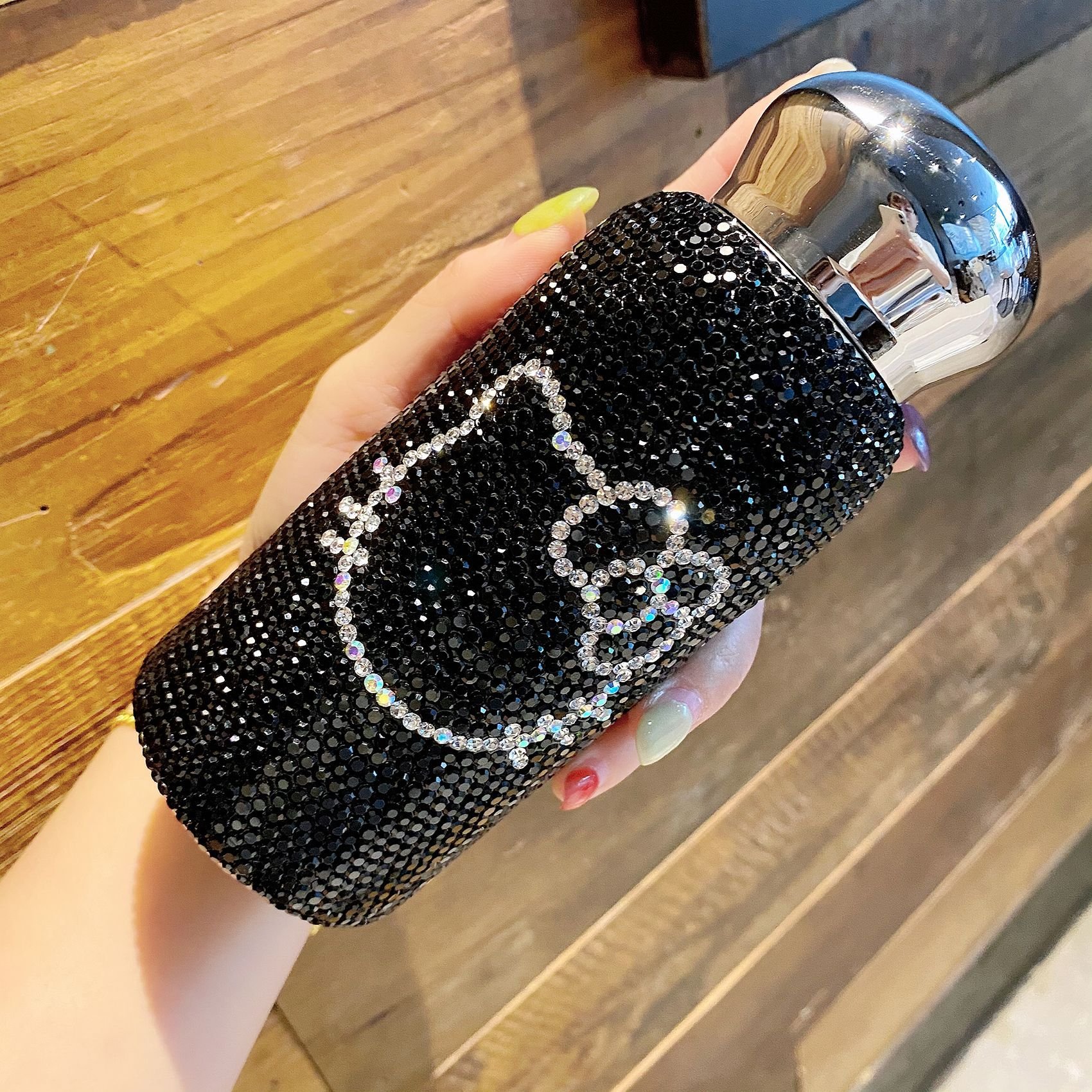 custom design Kawaii Anime Kt Student 304 Metal Refillable Insulated Cup Stainless Steel Bling Diamond Rhinestone Water Bottle