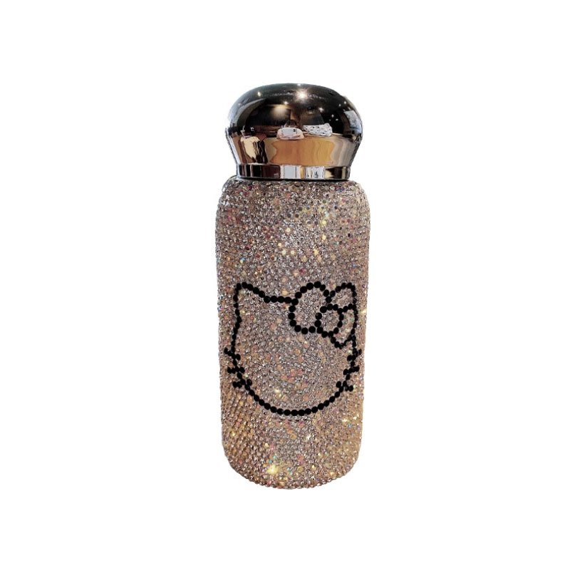 custom design Kawaii Anime Kt Student 304 Metal Refillable Insulated Cup Stainless Steel Bling Diamond Rhinestone Water Bottle