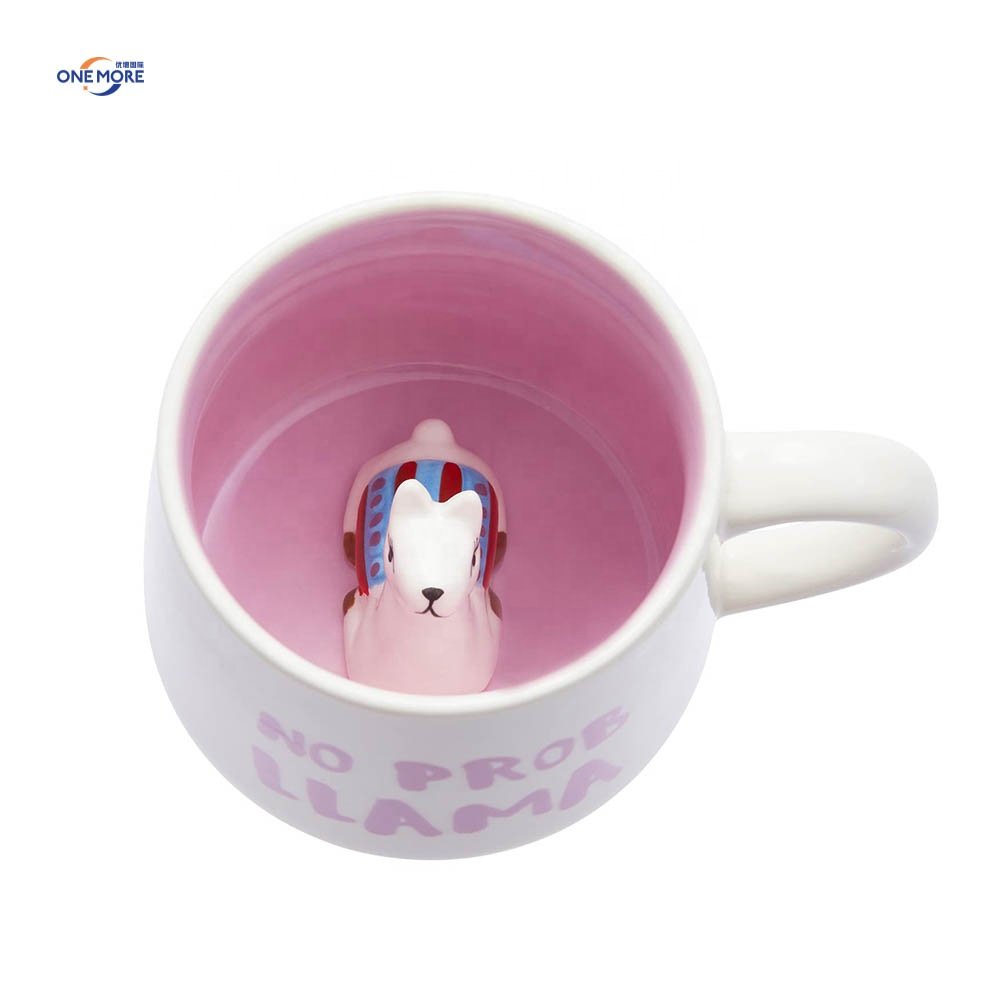 Inside Printed Custom Logo Cute 3D Animal Inside Tea Cup Cartoon Ceramic Mug for Birthday Giveaways For Birthday Gift