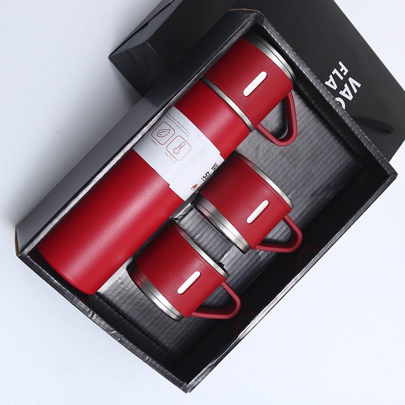 500ml New Design Stainless Steel Water Bottle 3pcs Hip Flask Gift Set Couple Coffee Mug Set Gift Box Vacuum Flask Set
