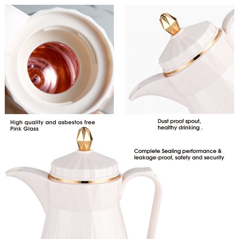 SUNLIFE New Arrival Screw Lid Pink Glass Liner Total ABS Material 1.0L Vacuum Flask Coffee pot