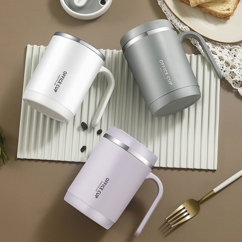500ml classic 304 Stainless Steel insulated Thermal milk Mug Breakfast Cup Travel Coffee Mugs With Straws lid logo