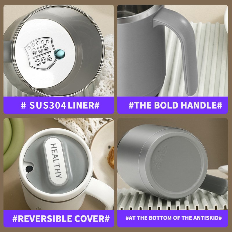500ml classic 304 Stainless Steel insulated Thermal milk Mug Breakfast Cup Travel Coffee Mugs With Straws lid logo