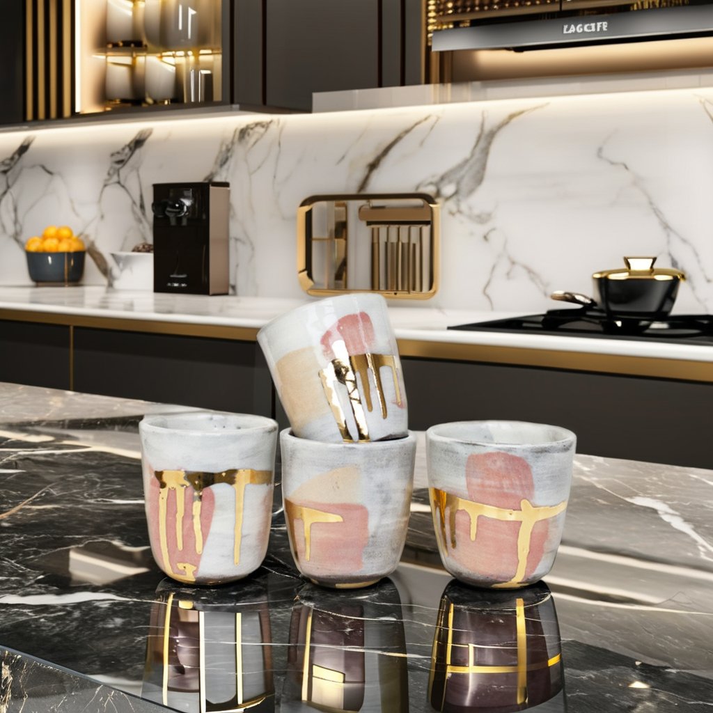 Modern wholesale high quality custom logo tea coffee mug luxury gold ceramic cups no handle