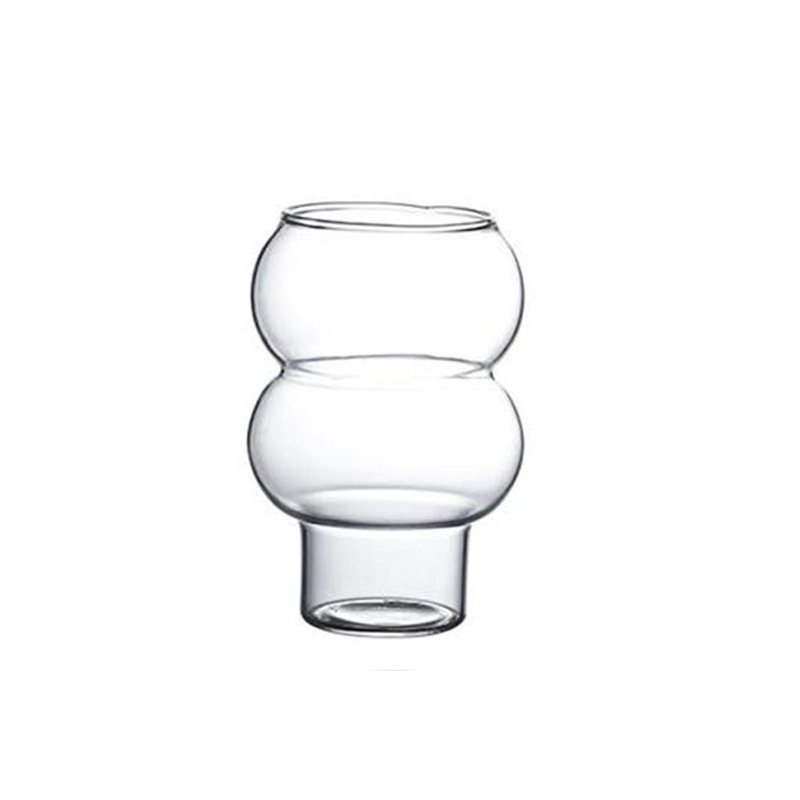 Hot Sale 280ml 530ml High Borosilicate Creative Unique Shape Transparent Torch Ice Cream Glass Coffee Juice Mug