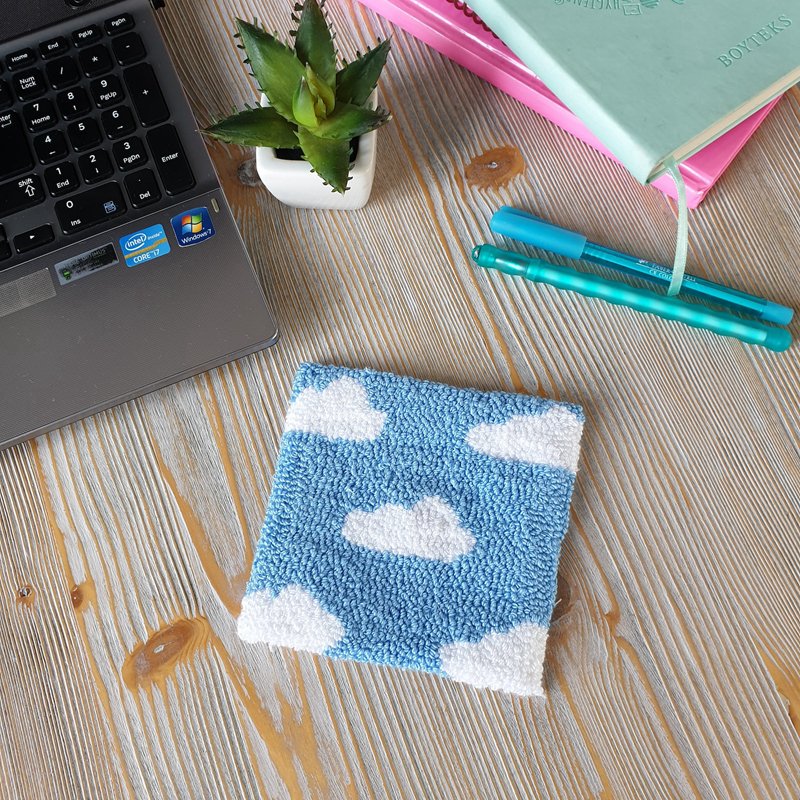 Custom color handmade self love club embroidery punch needle mug rug coasters for home decor