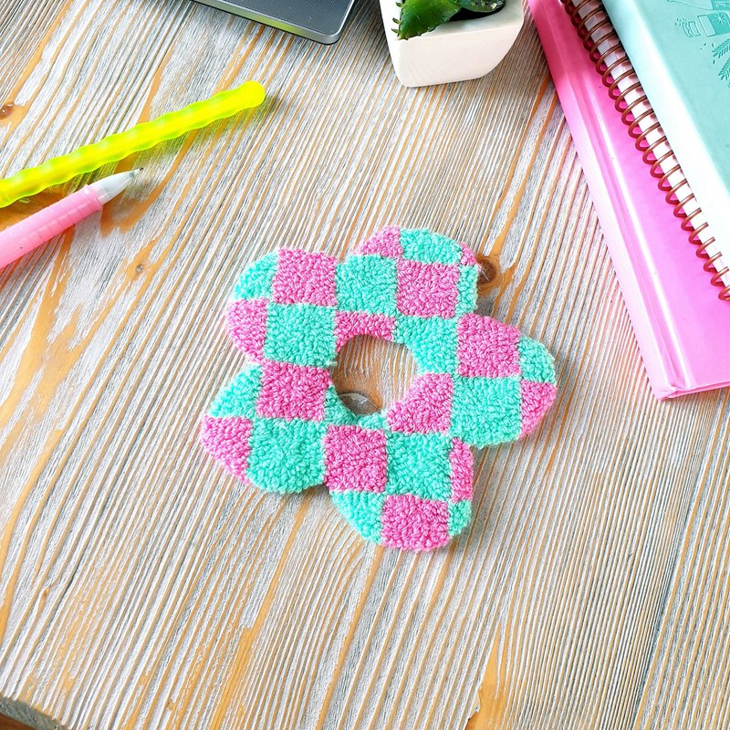 Custom color handmade self love club embroidery punch needle mug rug coasters for home decor
