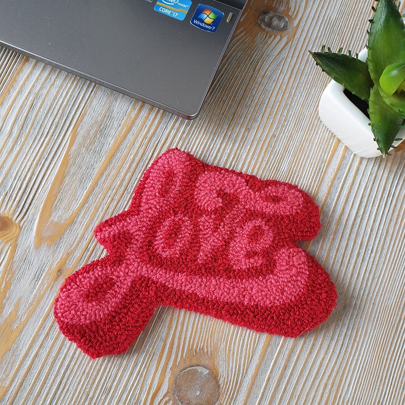 Custom color handmade self love club embroidery punch needle mug rug coasters for home decor