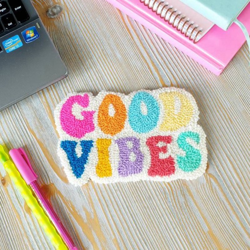 Custom color handmade self love club embroidery punch needle mug rug coasters for home decor
