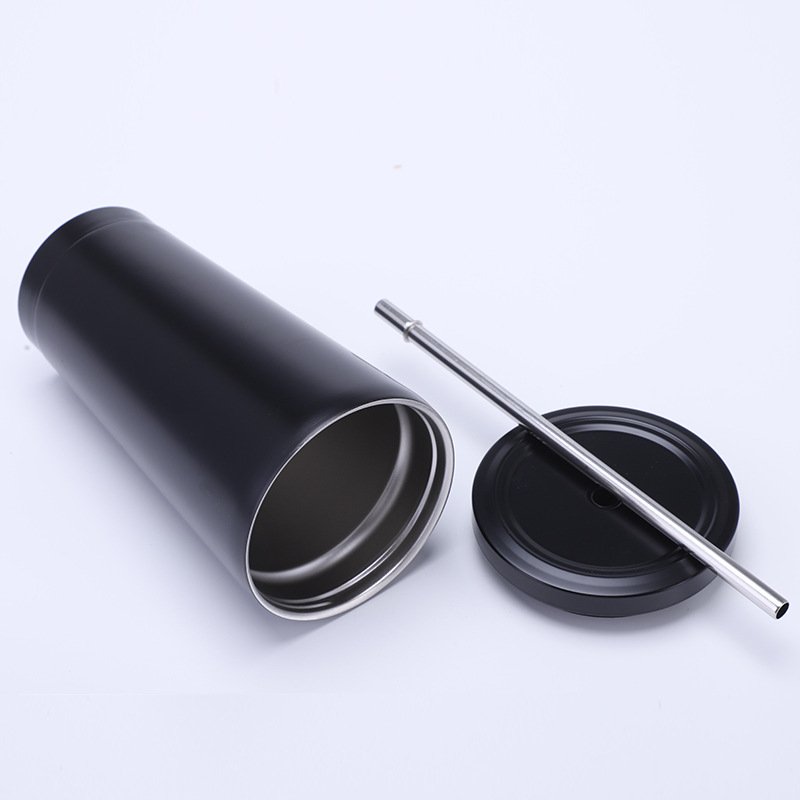 500ml/750ml Stainless Steel Skinny Double Wall Travel Car Thermal Coffee Mug Tea Wine Tumbler Cup with Durable Straw Lid