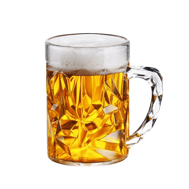 500ml 1 Liter customize logo acrylic PC PS plastic cup glasses draft beer mug with handle