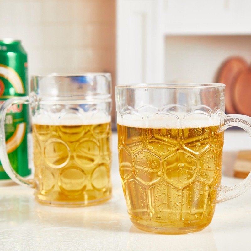 500ml 1 Liter customize logo acrylic PC PS plastic cup glasses draft beer mug with handle