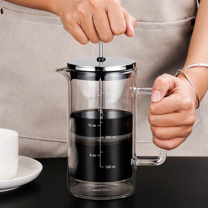 Stainless Steel Filter Press Hand Brewed Coffee Cup Home Tea Brewer Flower Teapot french press coffee mug