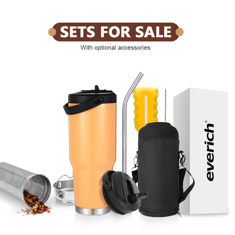 2022 Everich new design Double wall stainless steel beer mug tumbler 20oz 30oz with strew handle lid