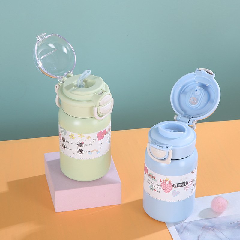Wholesale Double Wall 316 Stainless Steel Insulated Vacuum Flask Water Bottles Dual Drink Straw Bottle for Kids