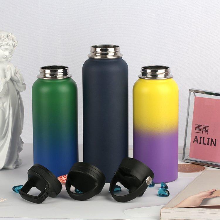 AilinGalaxy 12 16 18 22 25 32 40 oz stainless steel wide mouth with straw custom eco friendly metal insulated water bottle