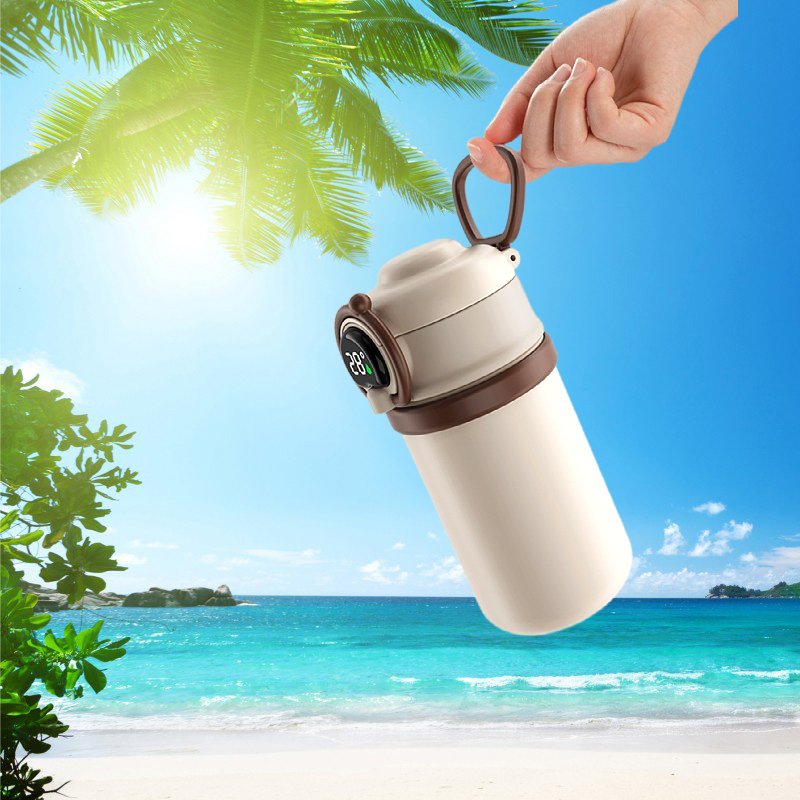 Kids Vacuum Smart Thermos Digital Temperature Display Stainless Steel Water Bottle With Insulated Handle