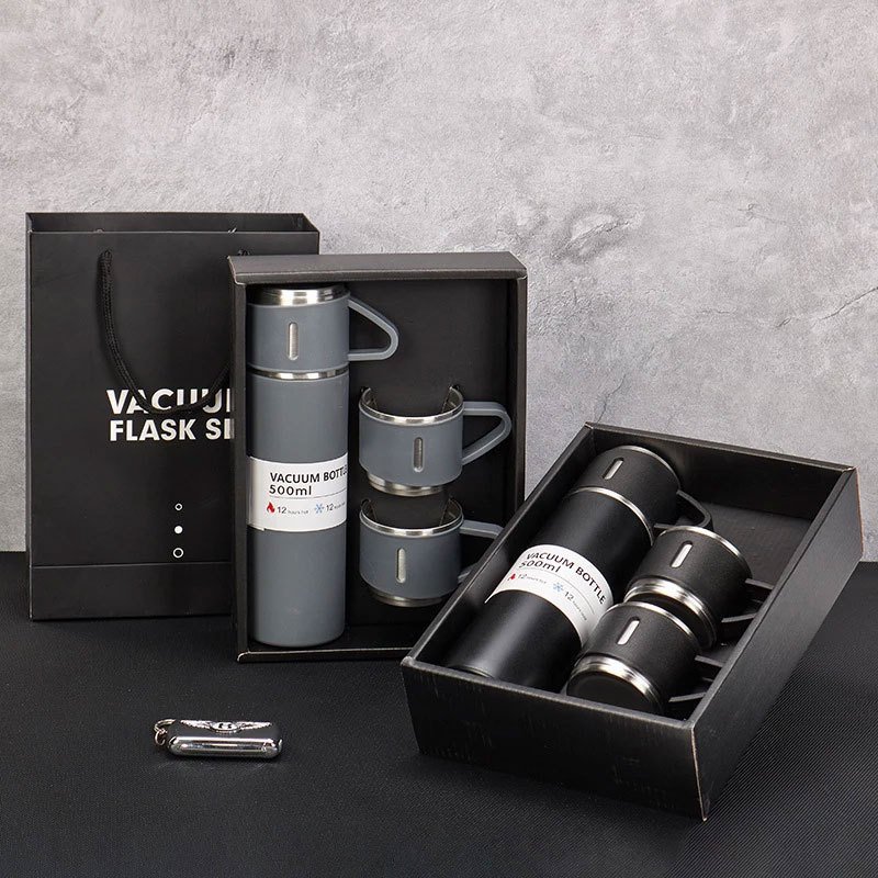 Hot Selling Luxury High Quality Powder Coating Stainless Steel Vacuum Insulated Tea Coffee with Cups for Business Gift