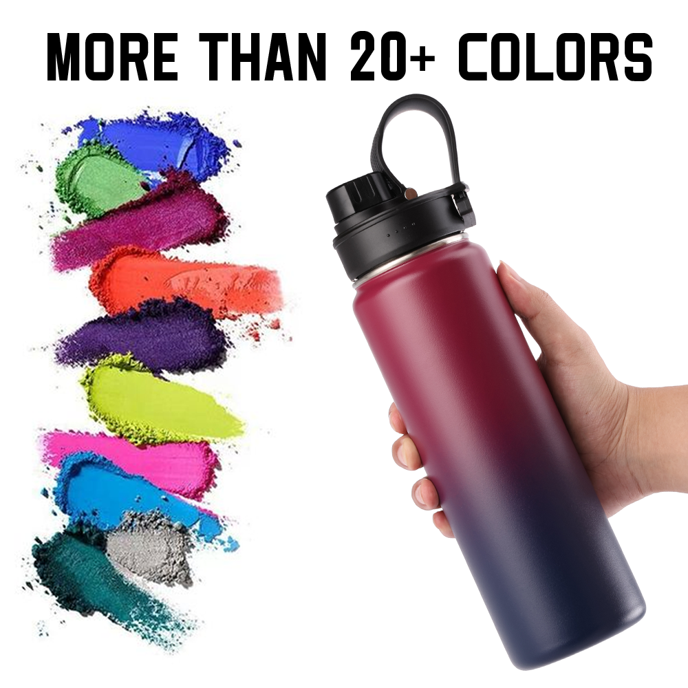 Custom logo powder coated 32oz Insulated vacuum flask thermal double wall stainless steel gym sport water bottle